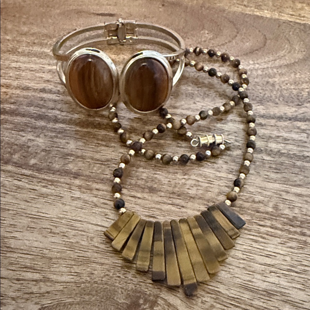Vintage Elegant Tiger Eye Bracelet & Necklace